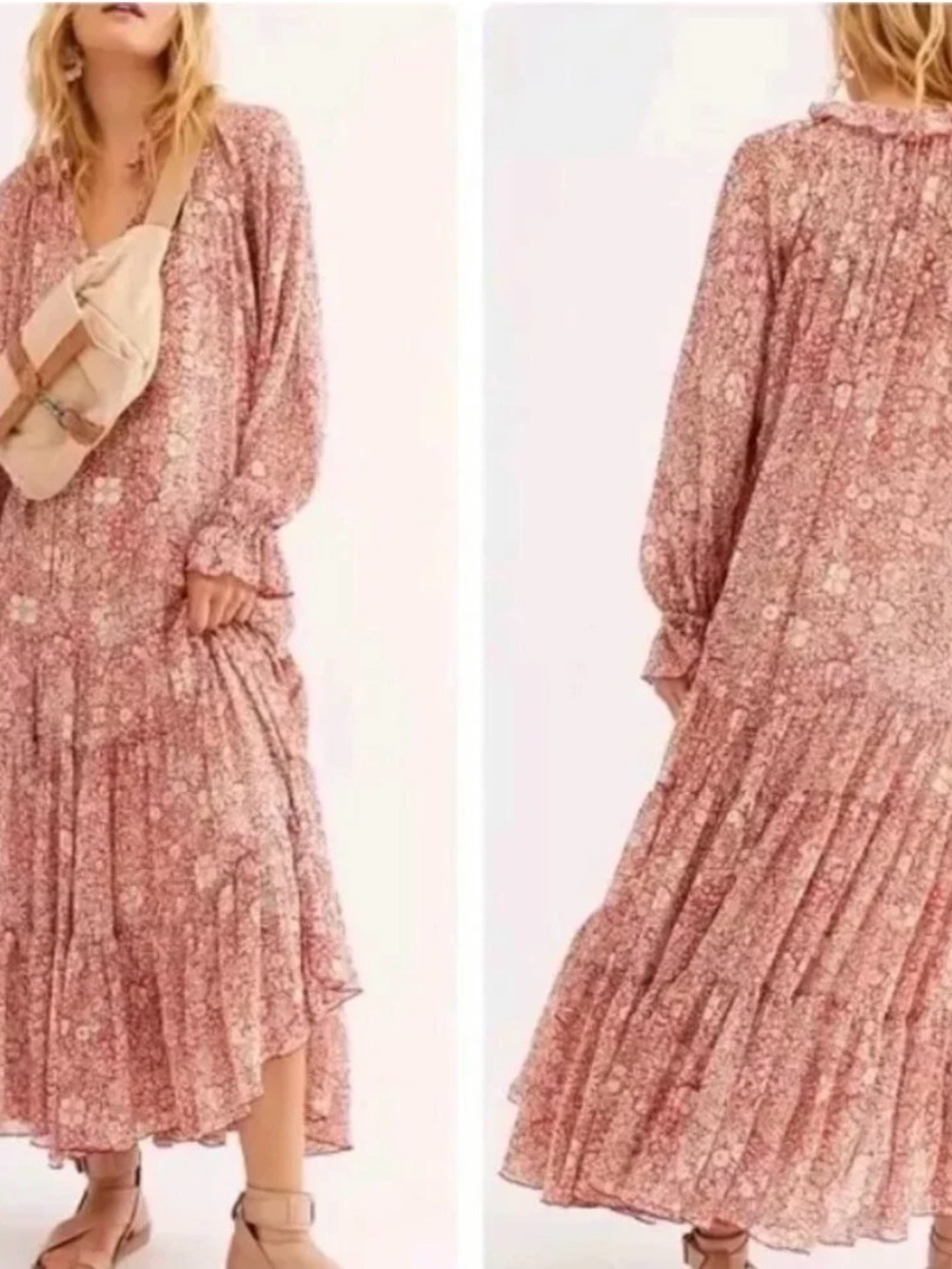 Free People Feeling Groovy Red Floral Tiered Maxi Dress - Picture 2 of 5